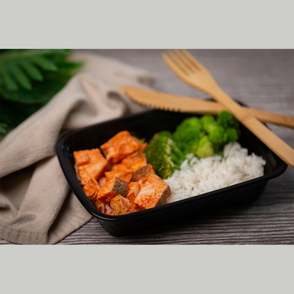 Buffalo chicken, rice and broccoli