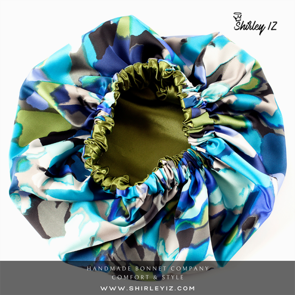 Blue & Olive Abstract Bonnet