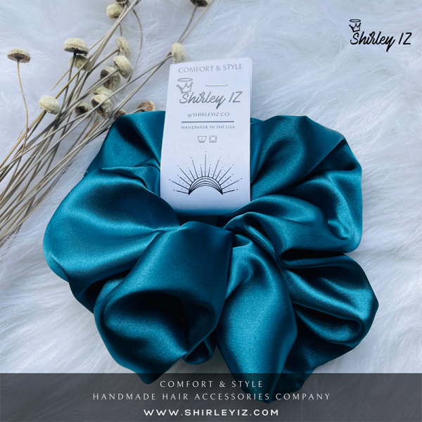 Peacock Jumbo Satin Scrunchie